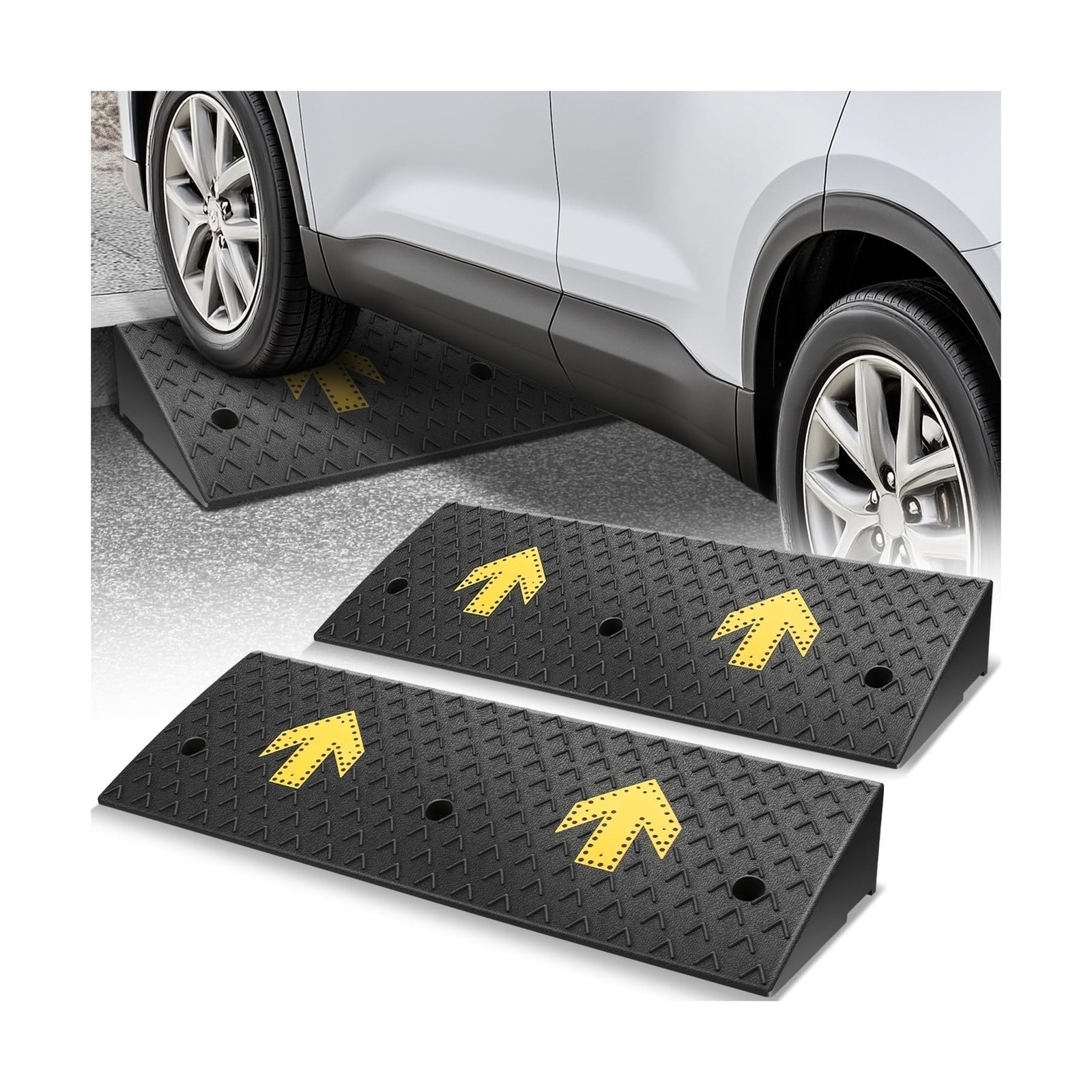 Auto Dynasty Rubber Curb Ramps, 5.5" Lift Height Curbside Driveway Ramp with ...