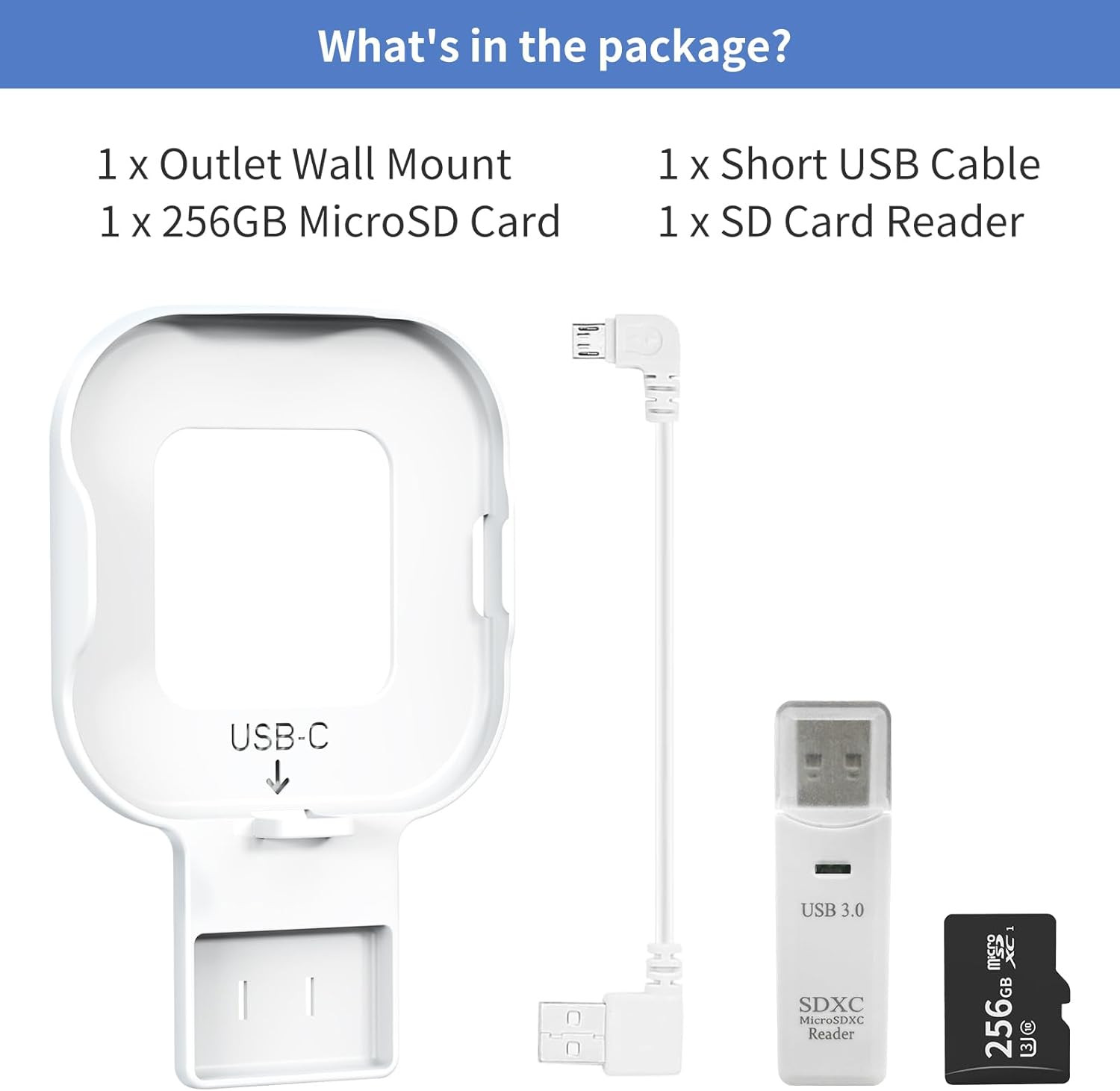 256GB Microsd Card and Wall Mount for Sync Module XR, with USB-C Cable | No-Dril
