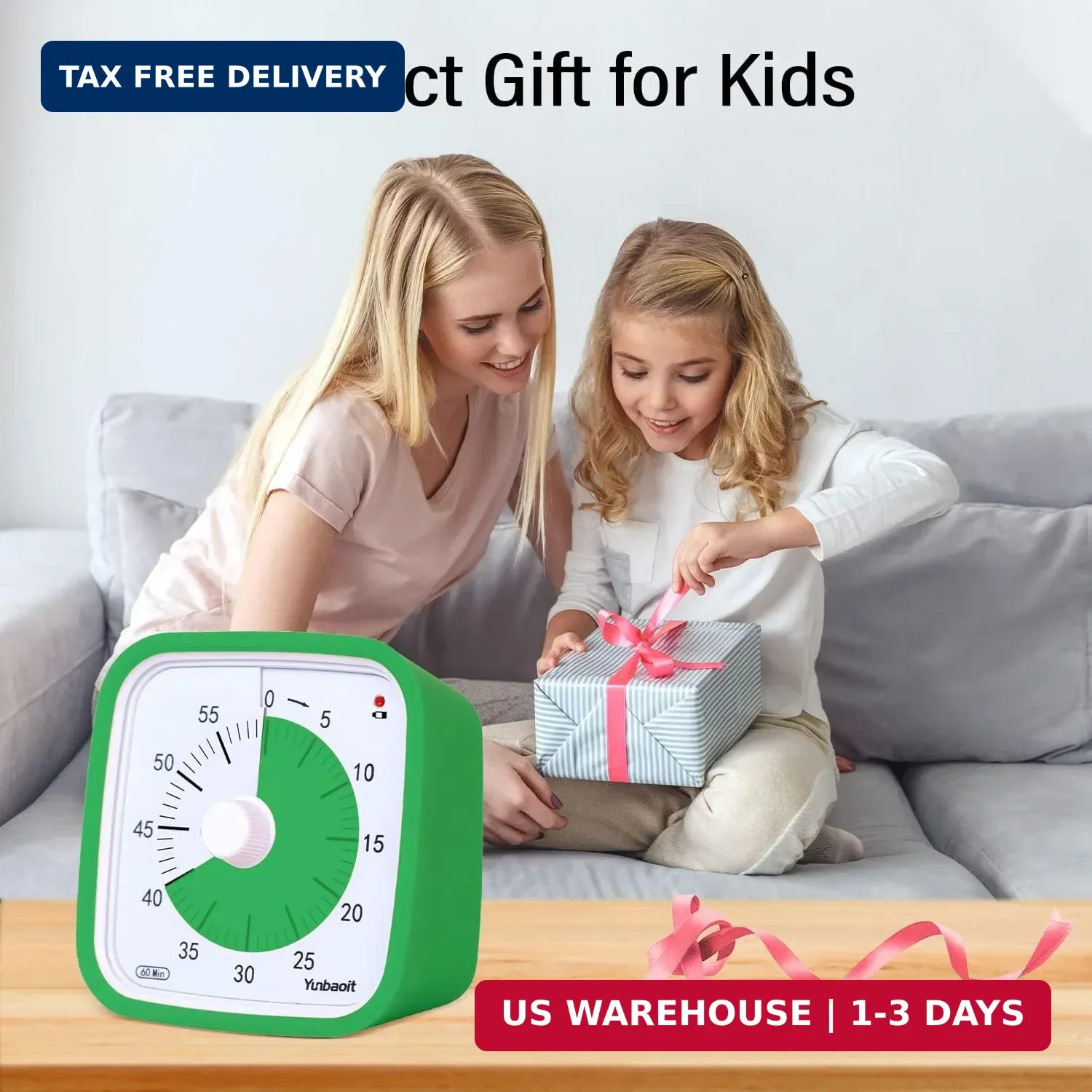 Visual Timer, Silent 60-min Countdown Timer for Kids, Green Green | Protective C