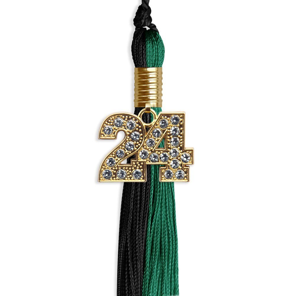 Endea Graduation Emerald Green/Black Tassel With Gold Date Drop