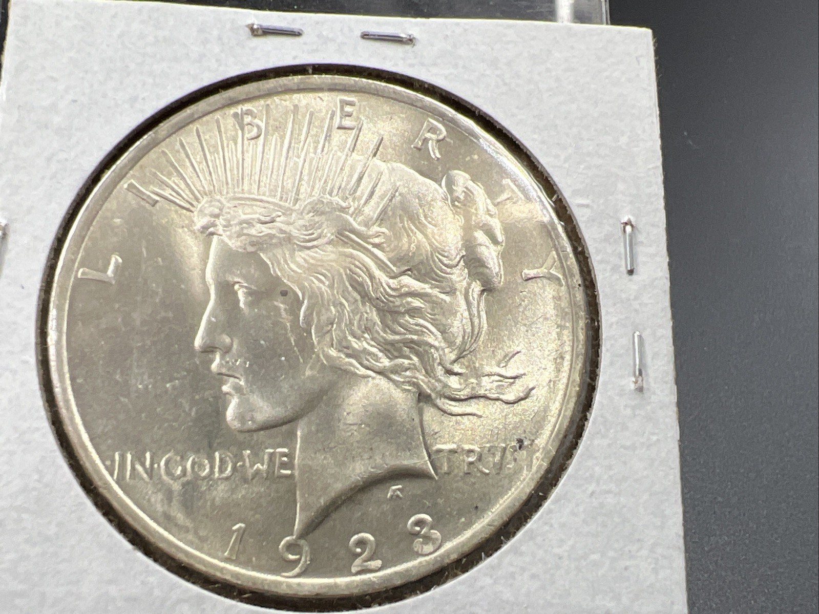 1923 P $1 Peace Silver Dollar Coin Reverse Lamination Error CH BU