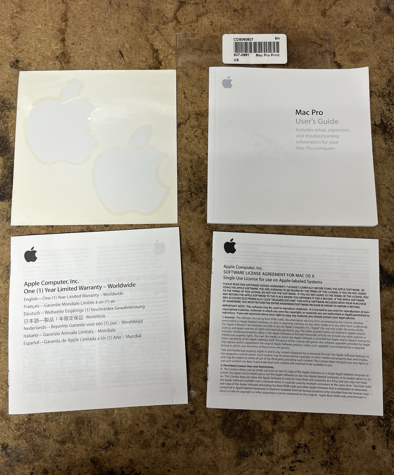 Mac Pro User’s Guide Paperwork ONLY Replacement Stickers Strap Set Lot Booklet