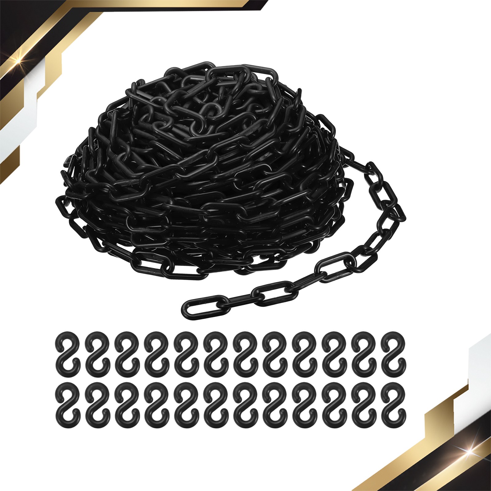 Plastic Chain 100 Foot 2" Safety Chains Black Plastic Chains