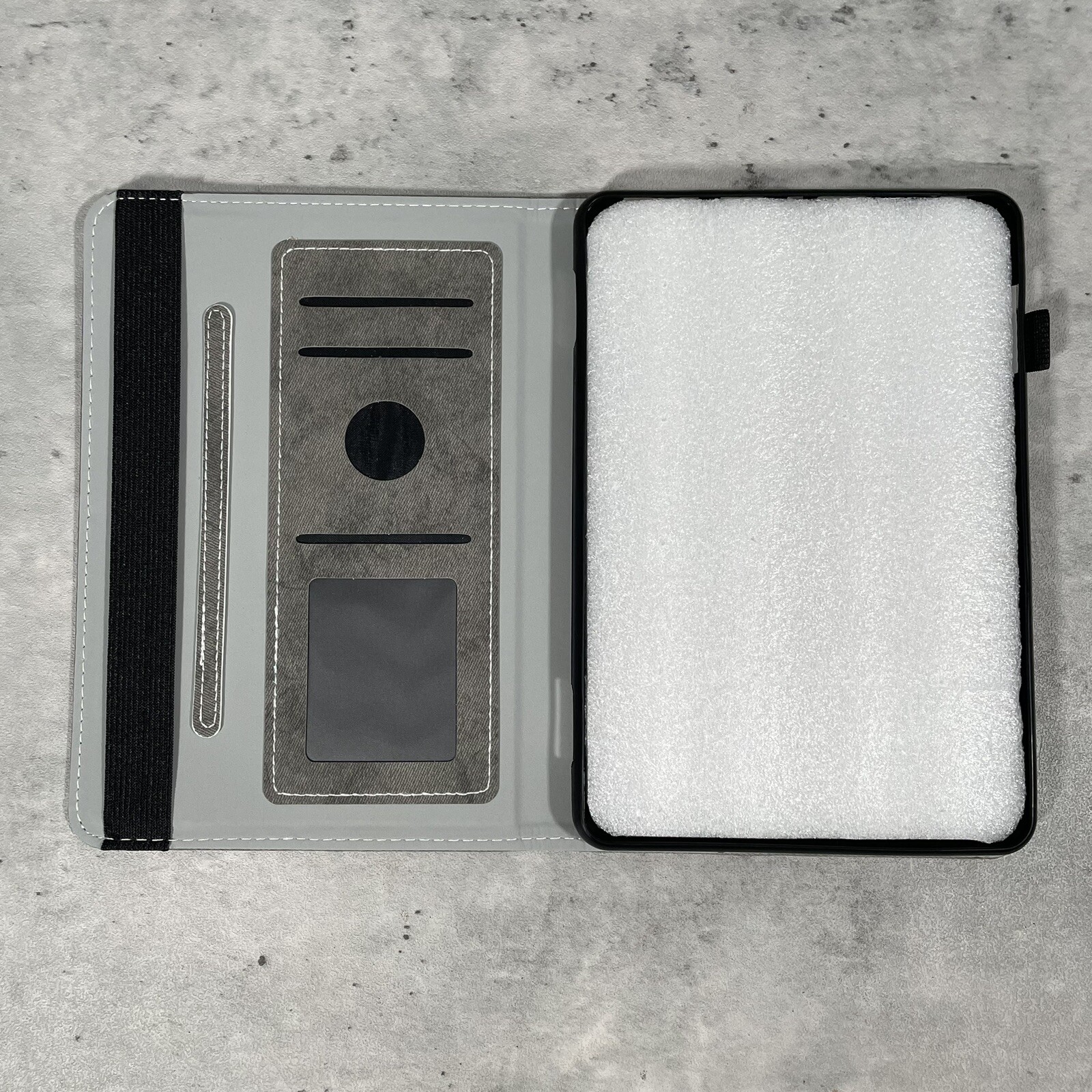 NEW Amazon Fire 2022 HD 8 Tablet Case Gray Denim Multi Pocket Functional