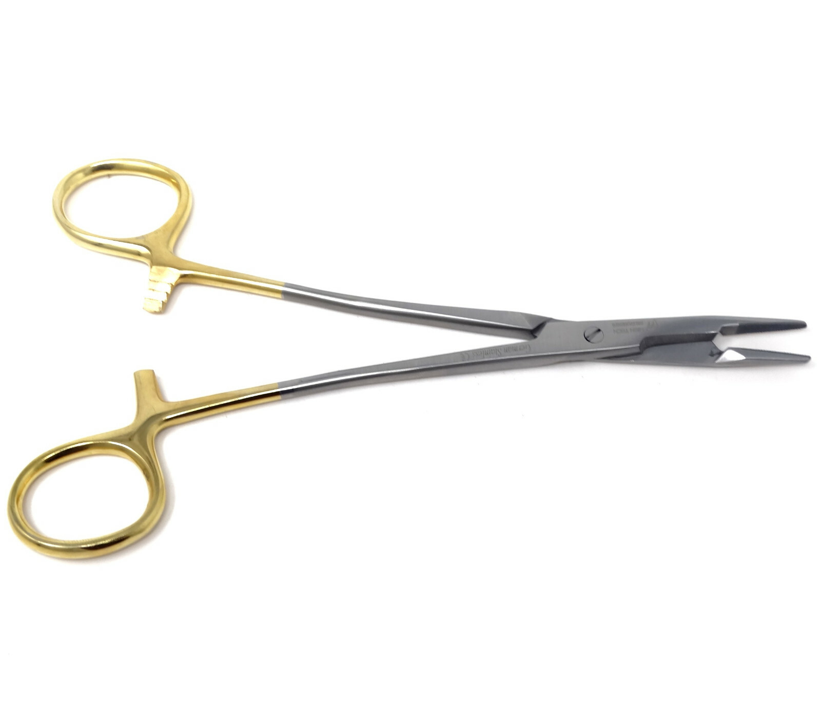 Olsen Hegar Premium Grade TC Needle Holder With Scissors Inserts Gold Rings 6.5"