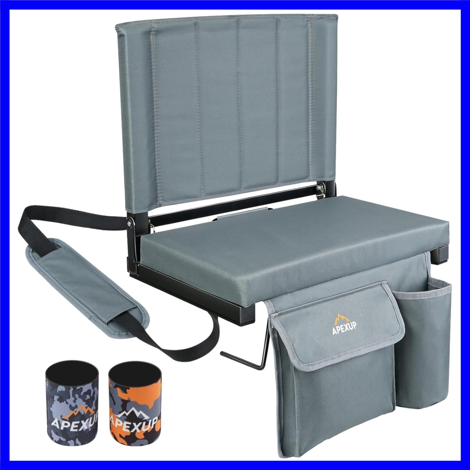 Stadium Seats with Back Support, Portable Bleacher Seat with Large Pocket and...