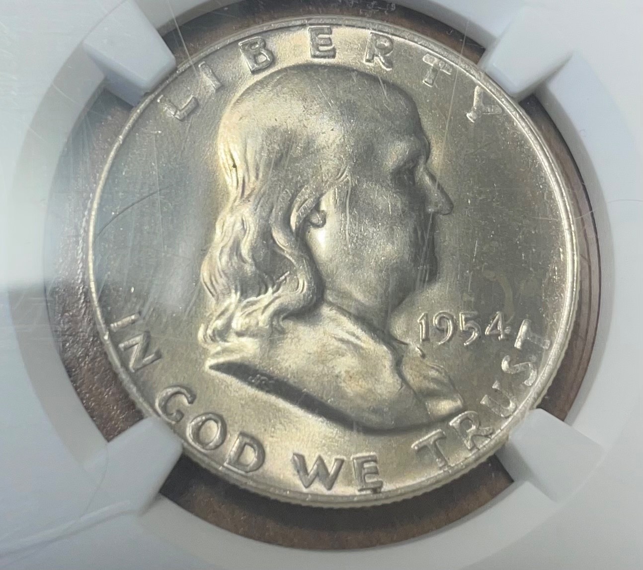 NGC Franklin Half Dollar 50 Cent 1954 D MS 64 FBL