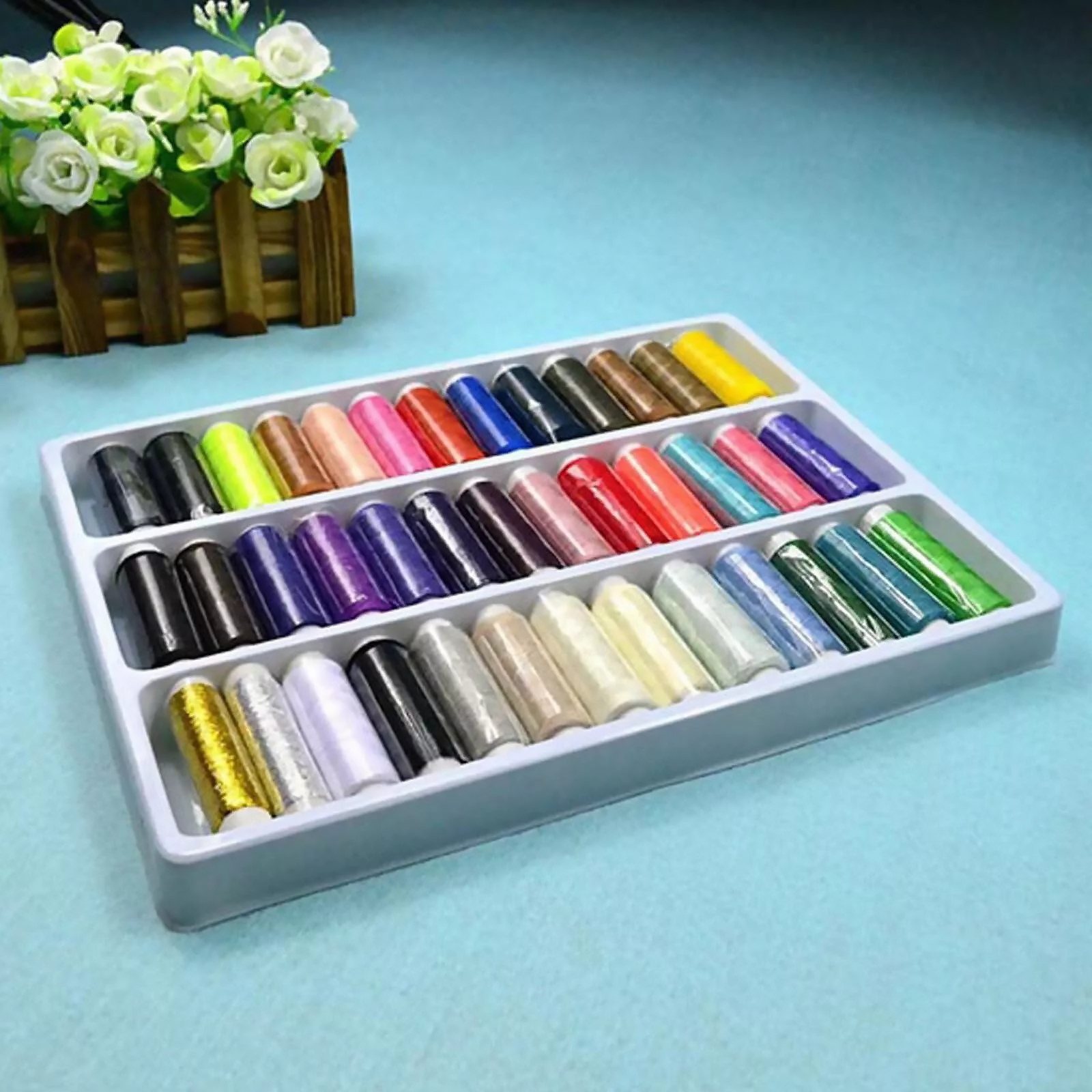 39Pcs Colored Sewing Thread Set Random Colors Polyester Spool Sewing Thread