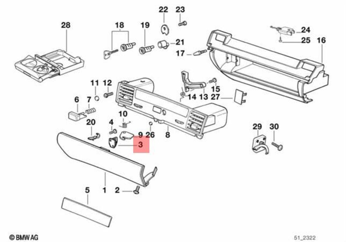 Genuine Glove Box Latch BMW 3 Series E36 1993-1999