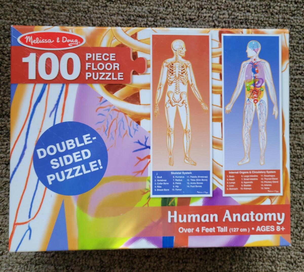 Melissa & Doug Human Anatomy Floor Puzzle 100 Pcs 4 Ft Homeschool Science Health