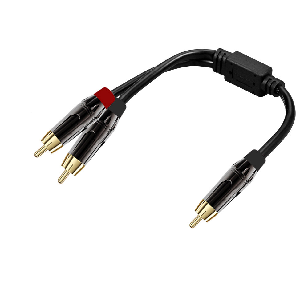 RCA Male Mono to Dual RCA Male Mono Interconnects Splitter Mono Y Cable B64
