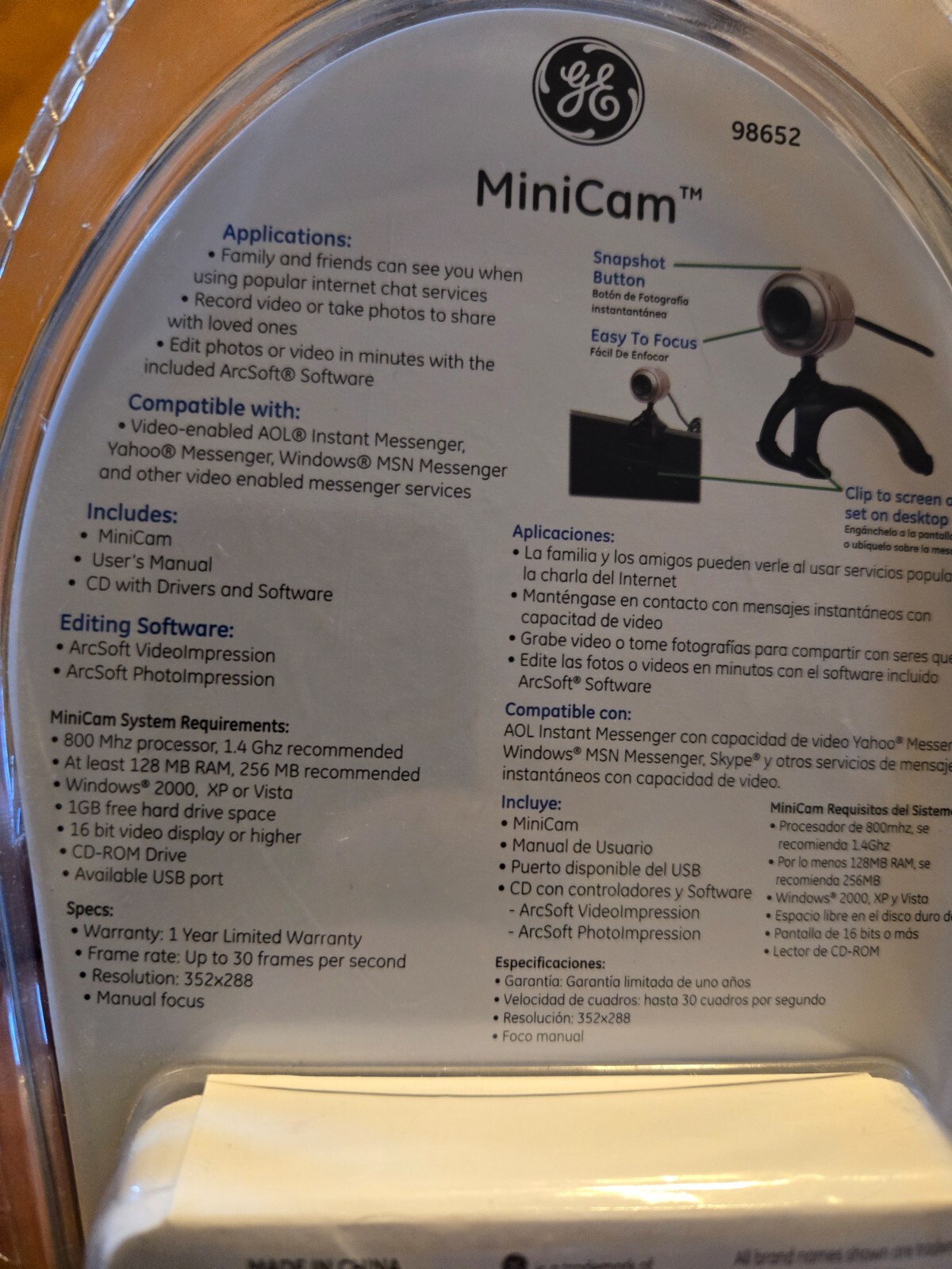 GE Minicam Webcam