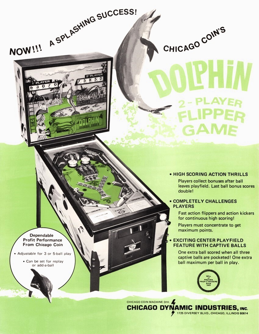 1974 Chicago Coin Dolphin Pinball Machine Rubber Ring Kit
