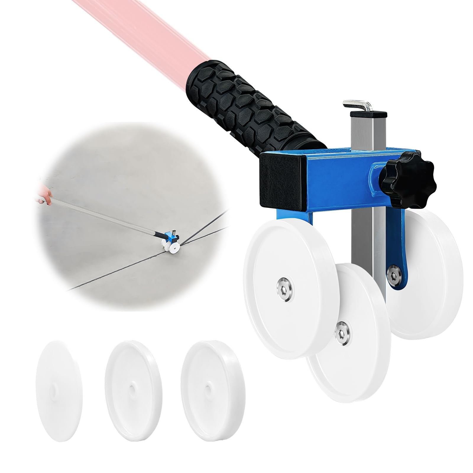 Backer Rod Insertion Tool, Depth-Adjustable with Auxiliary Wheels, Equipped with