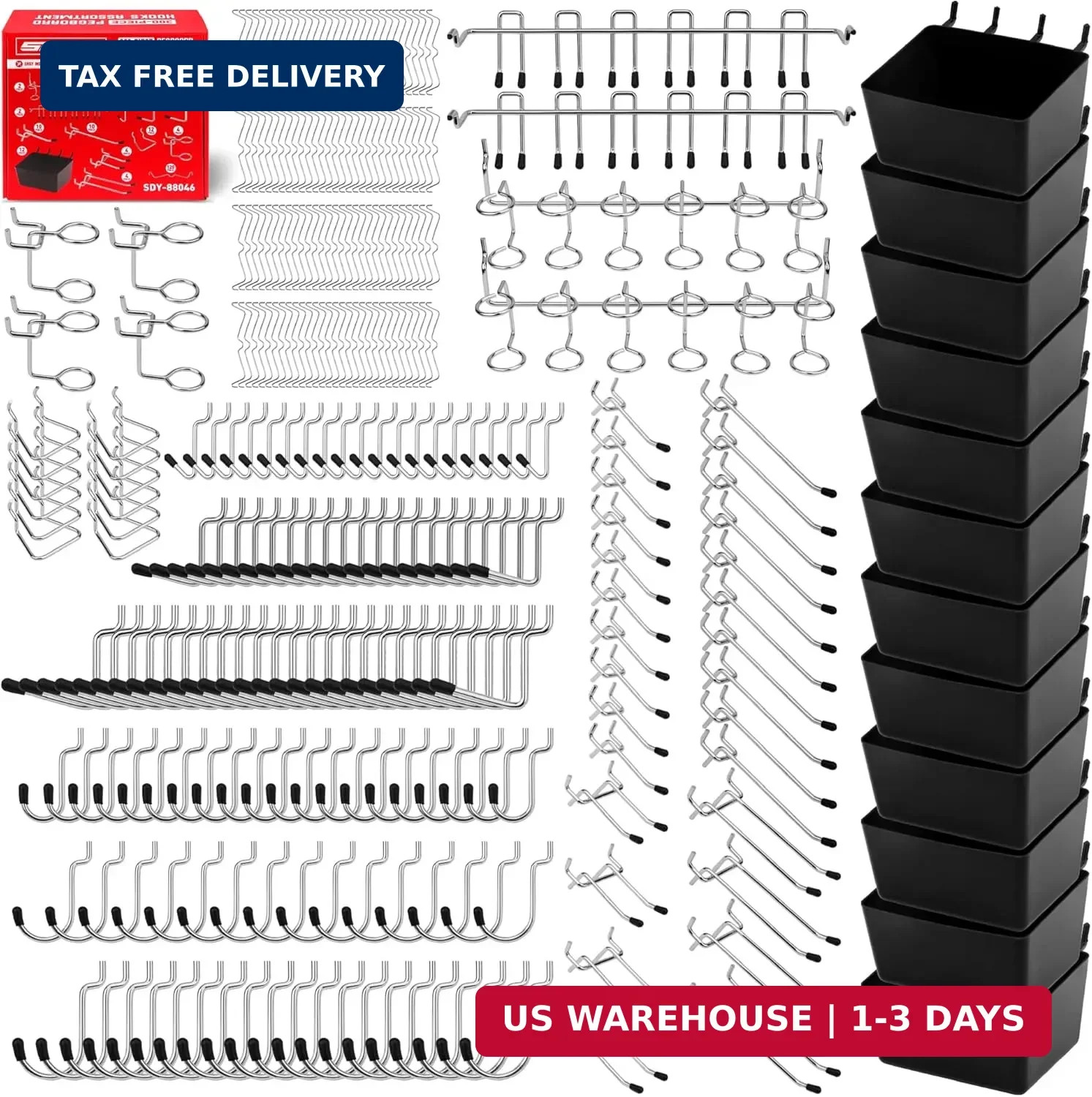 300-Piece Pegboard Hook Set, Pegboard Organizer Accessories for Hanging, Durable