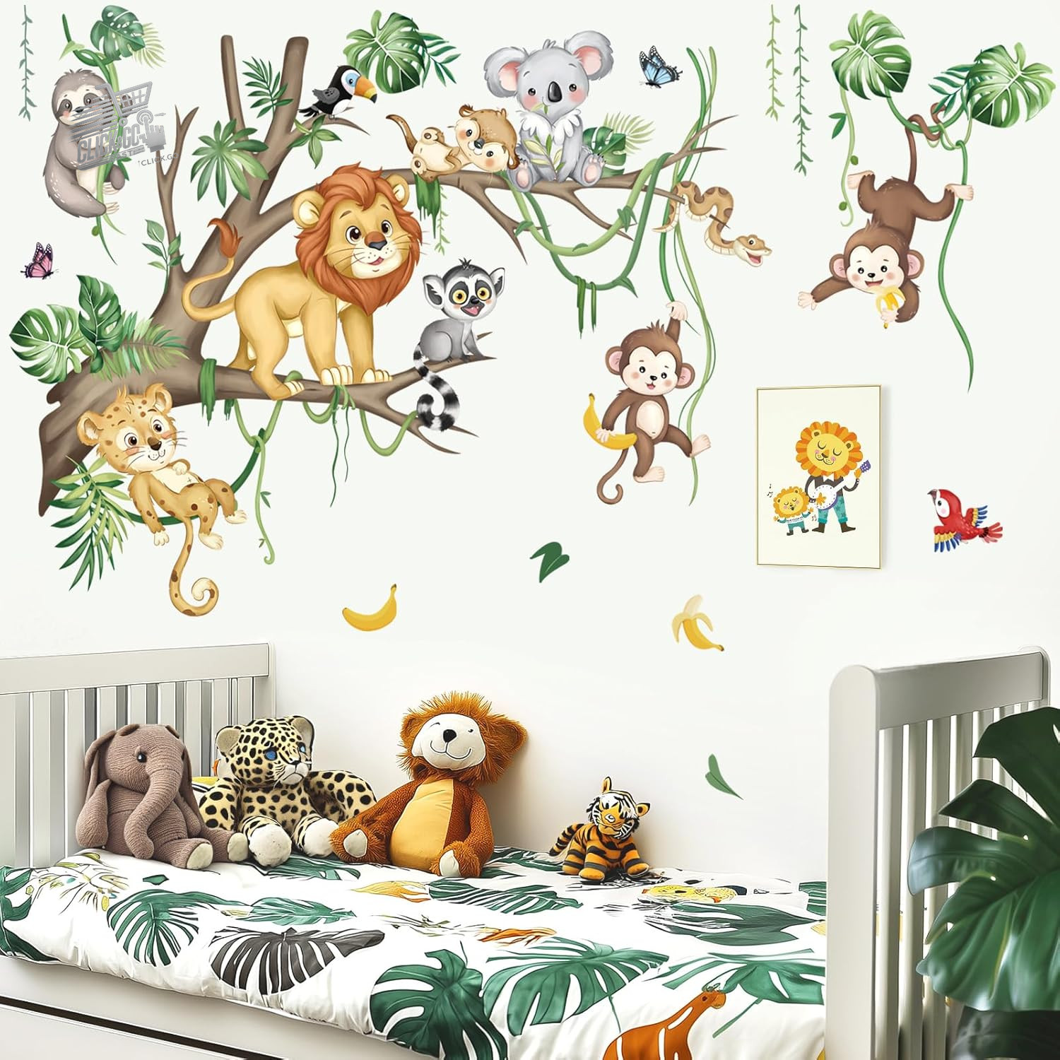 Large Jungle Animals Tree Branch Wall Stickers Safari Wall Stickers