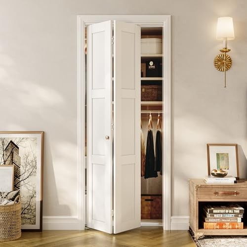 White 2-Panel Folding Closet Doors - 30" x 80" Opening