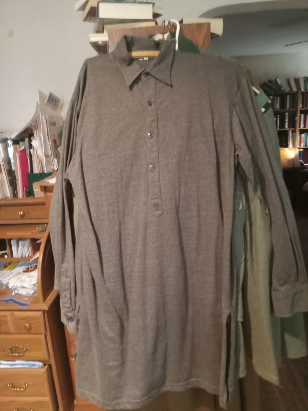 WWII GERMAN HEER WAFFEN M31 GREY WOOL COMBAT FIELD OVER SHIRT - SIZE 1 (38-40)