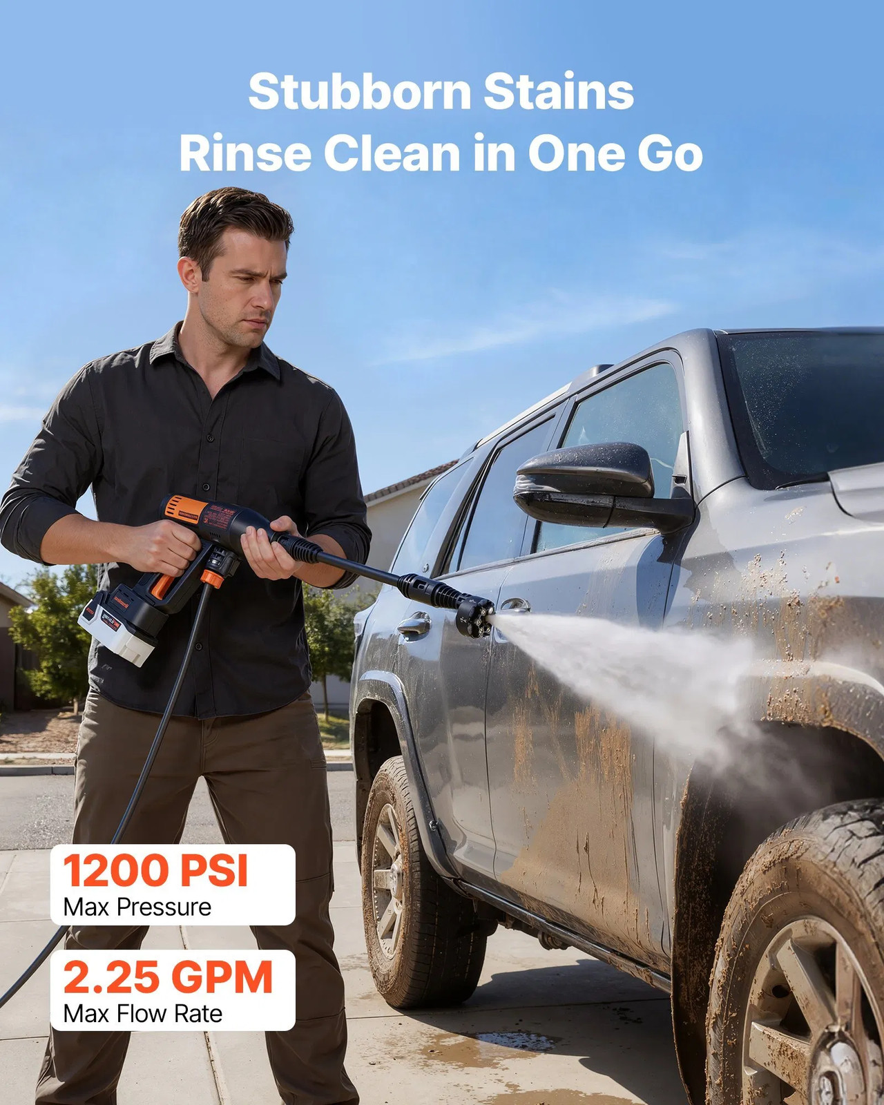Cordless Pressure Washer, 1200PSI MAX Portable Pressure Washer with Brushless Mo