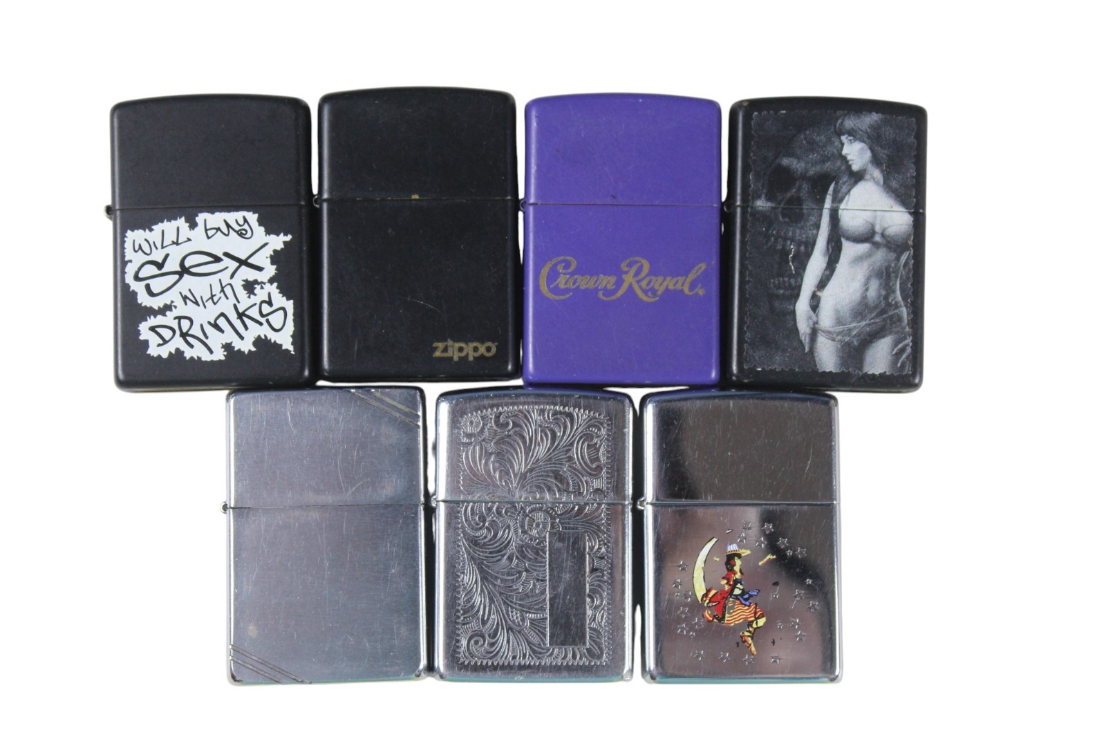 7 Zippo Lighters 2032695 Patent Crown Royal Buy Sex With Drinks Girl Miller Beer