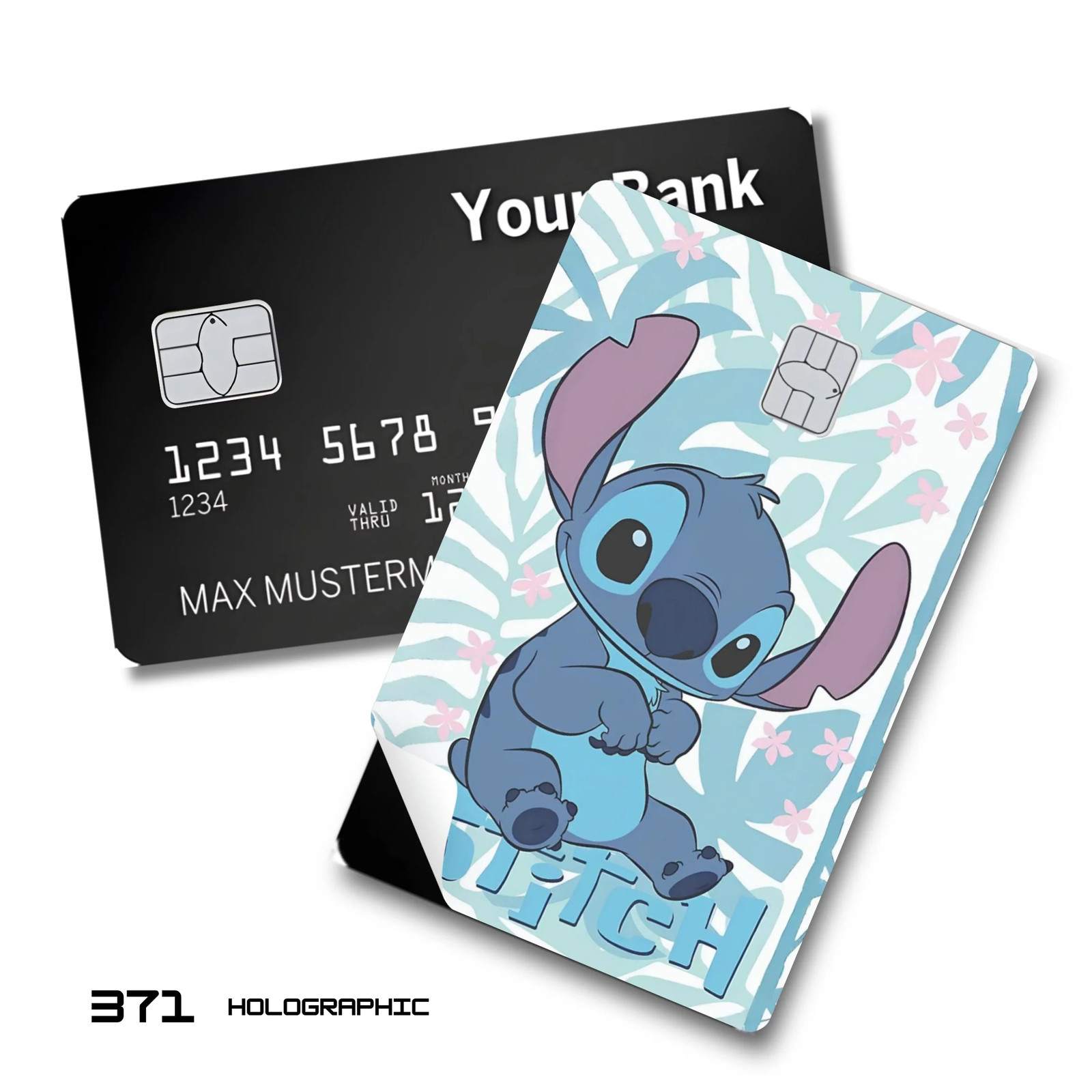 Credit Card Skin Sticker - Lilo & Stitch - Stitch On Tropical Leaves And Flowers
