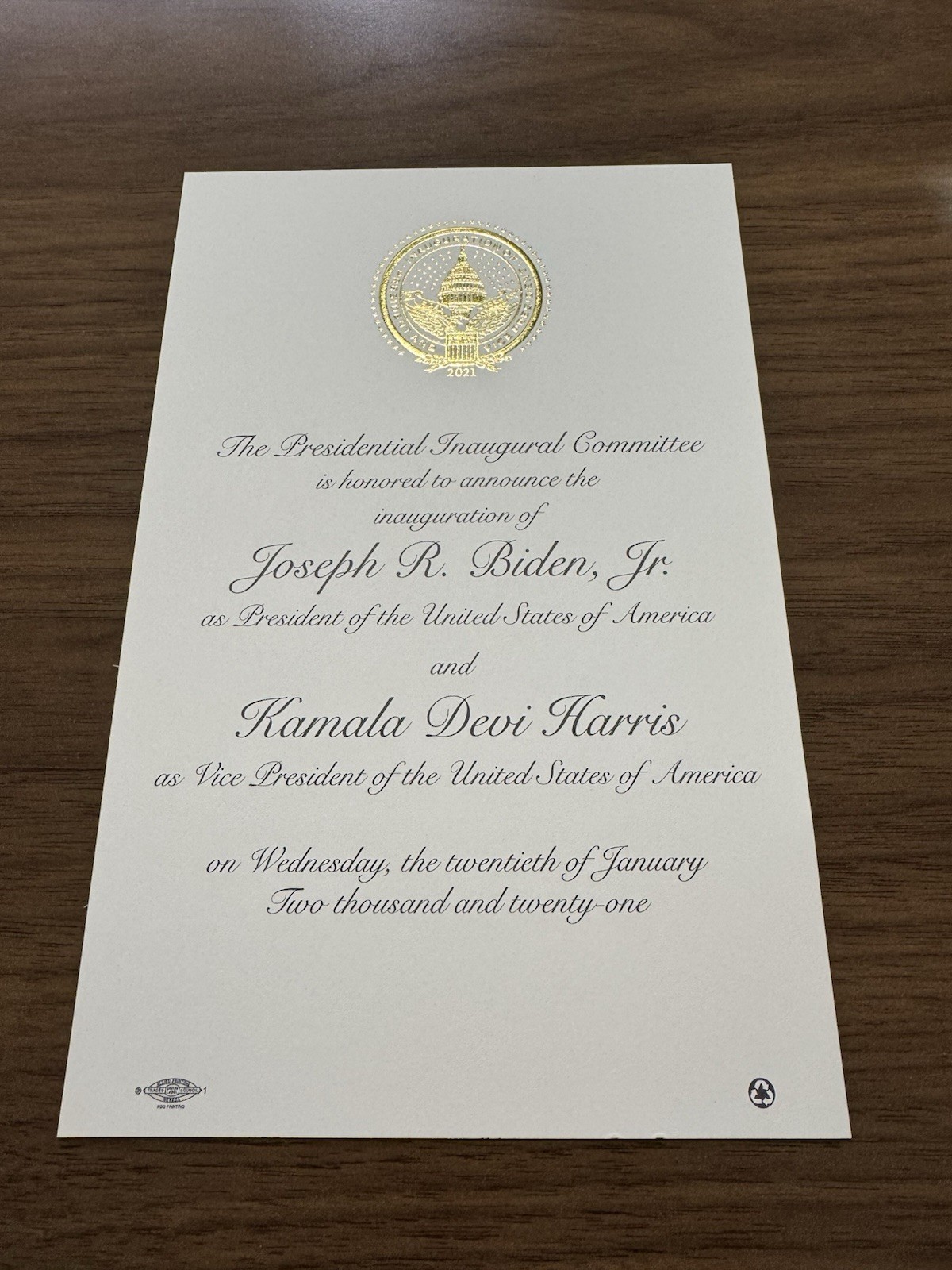 2021 Biden Harris Inauguration Announcement Package