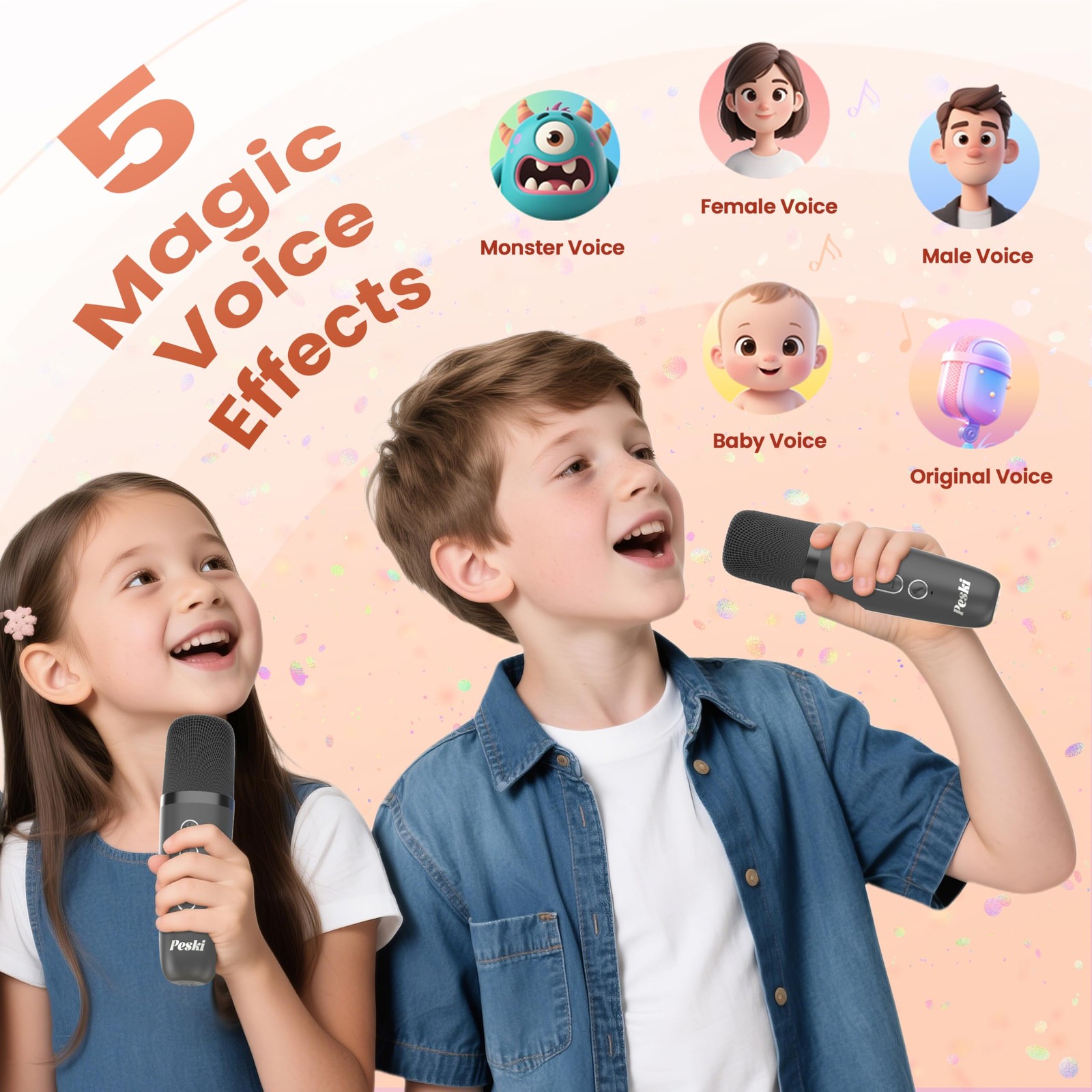 Mini Karaoke Machine, Portable Bluetooth Karaoke Speaker with 2 Wireless Micr...
