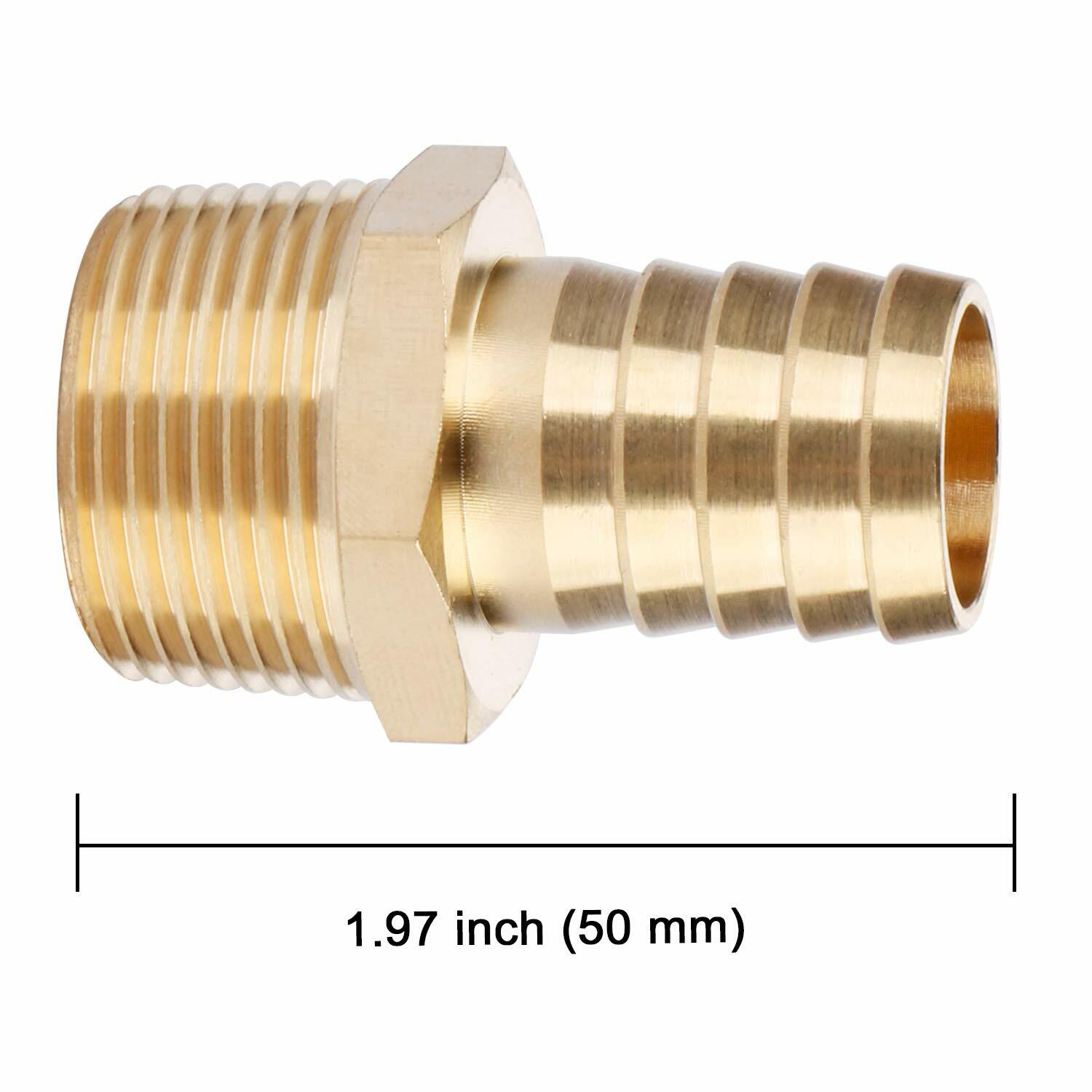 U.S. Solid 1pc Brass Pipe Fitting Adapter Coupler, 3/4" Hose Barb x MNPT 3/4"