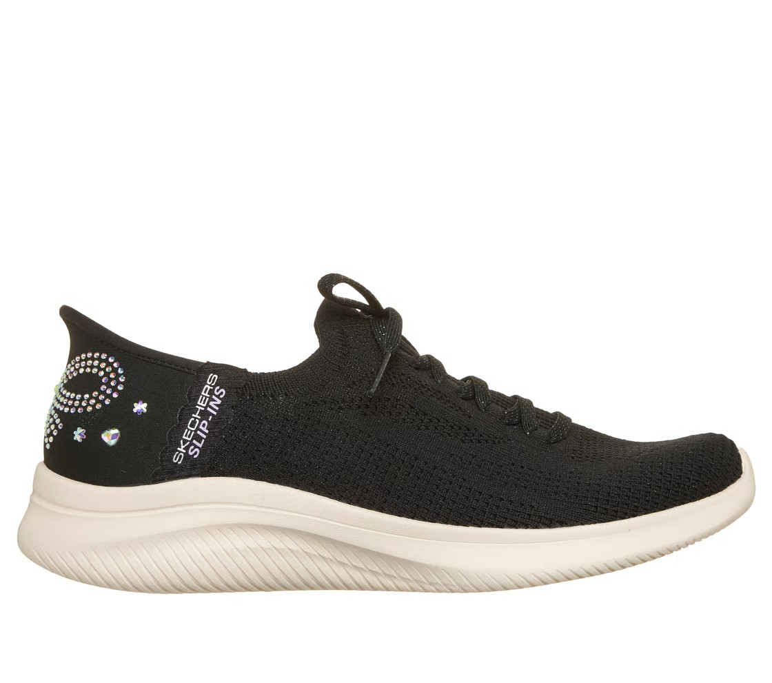 Skechers Shoe Women Black Slip Ins Rhinestone Memory Foam Comfort Casual 150811