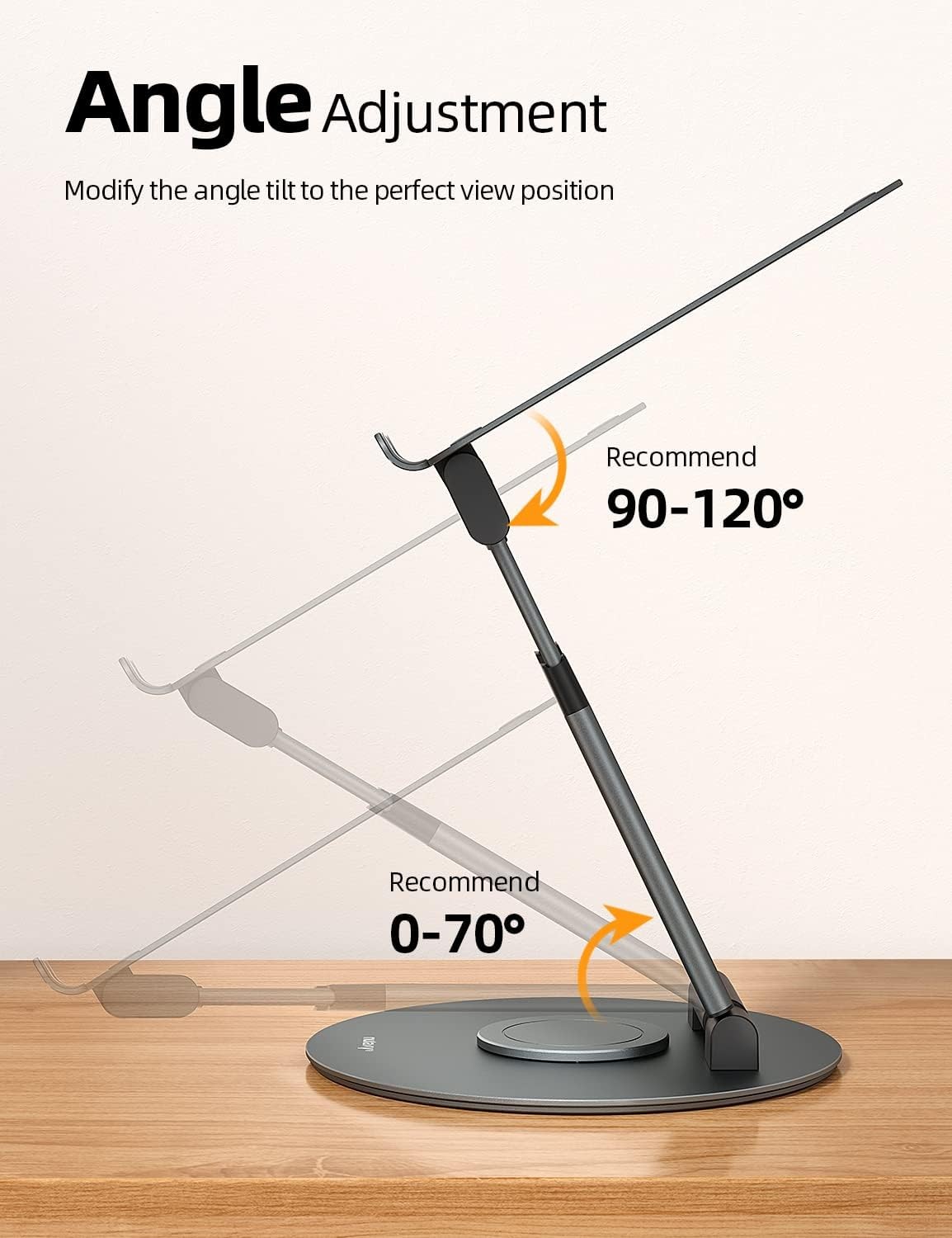 Telescopic 360 Rotating Laptop Stand for Desk Adjustable Height Swivel Pull