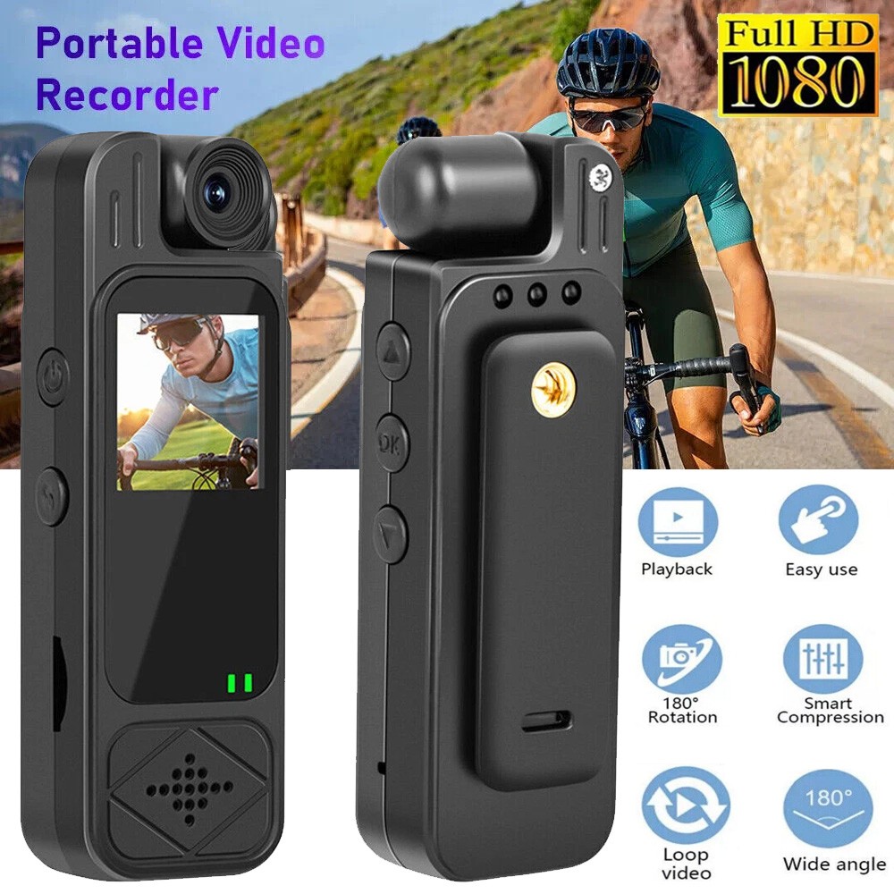20 Hour 1080P Camcorder Mini Police Body Camera HD 180° Video DVR IR Night Cam