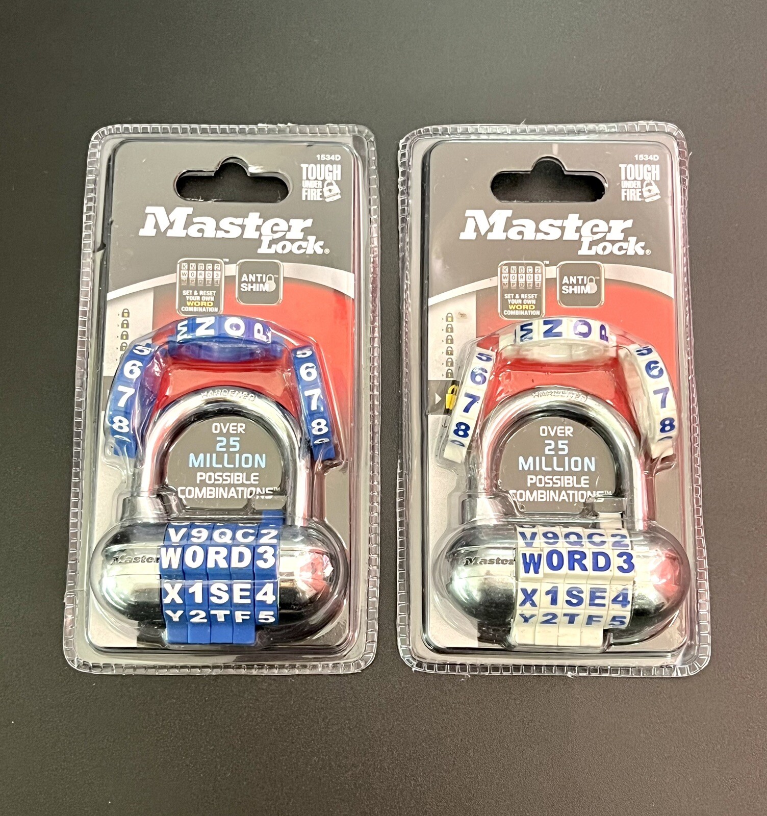 2-Packs MASTER LOCK Padlocks Set Your Own Word Number Combination Lock 1534D NEW