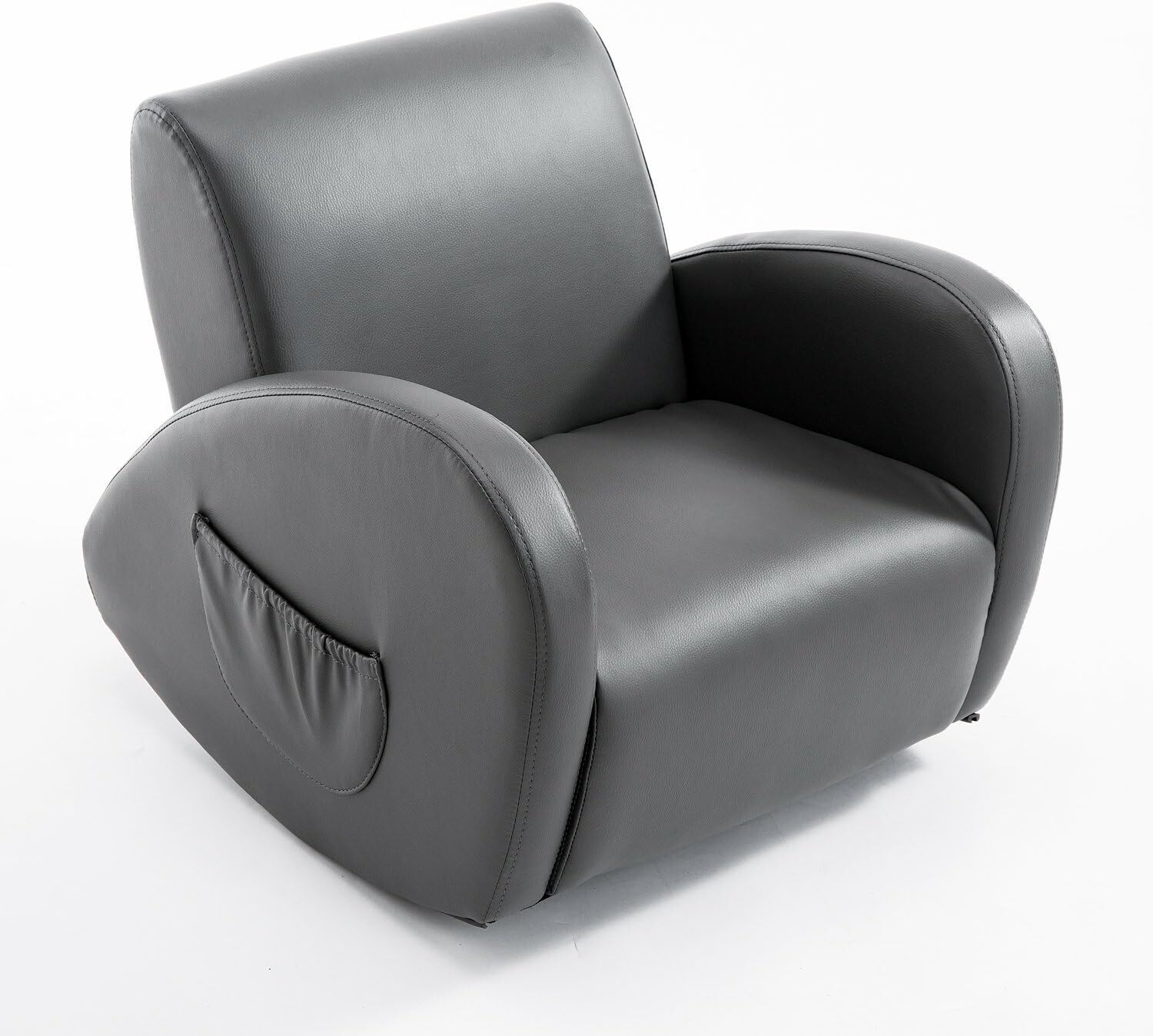Qaba Kids Sofa Rocking Chair with Side Pocket, PU Leather Toddler Armchair