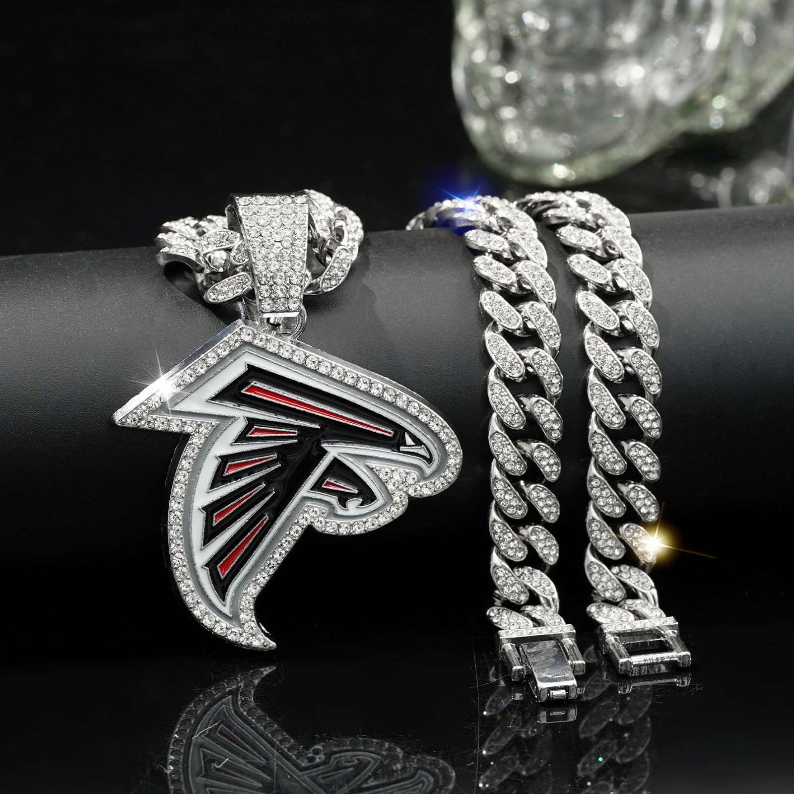Atlanta Falcons NFL Gold Silver NECKLACE Pendant Bling  Hip Hop 20" Chain Men