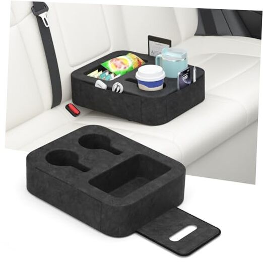 Car Cup Holder Pillow, Backseat Cupholder for Car, Holds Switch, Phones, Black