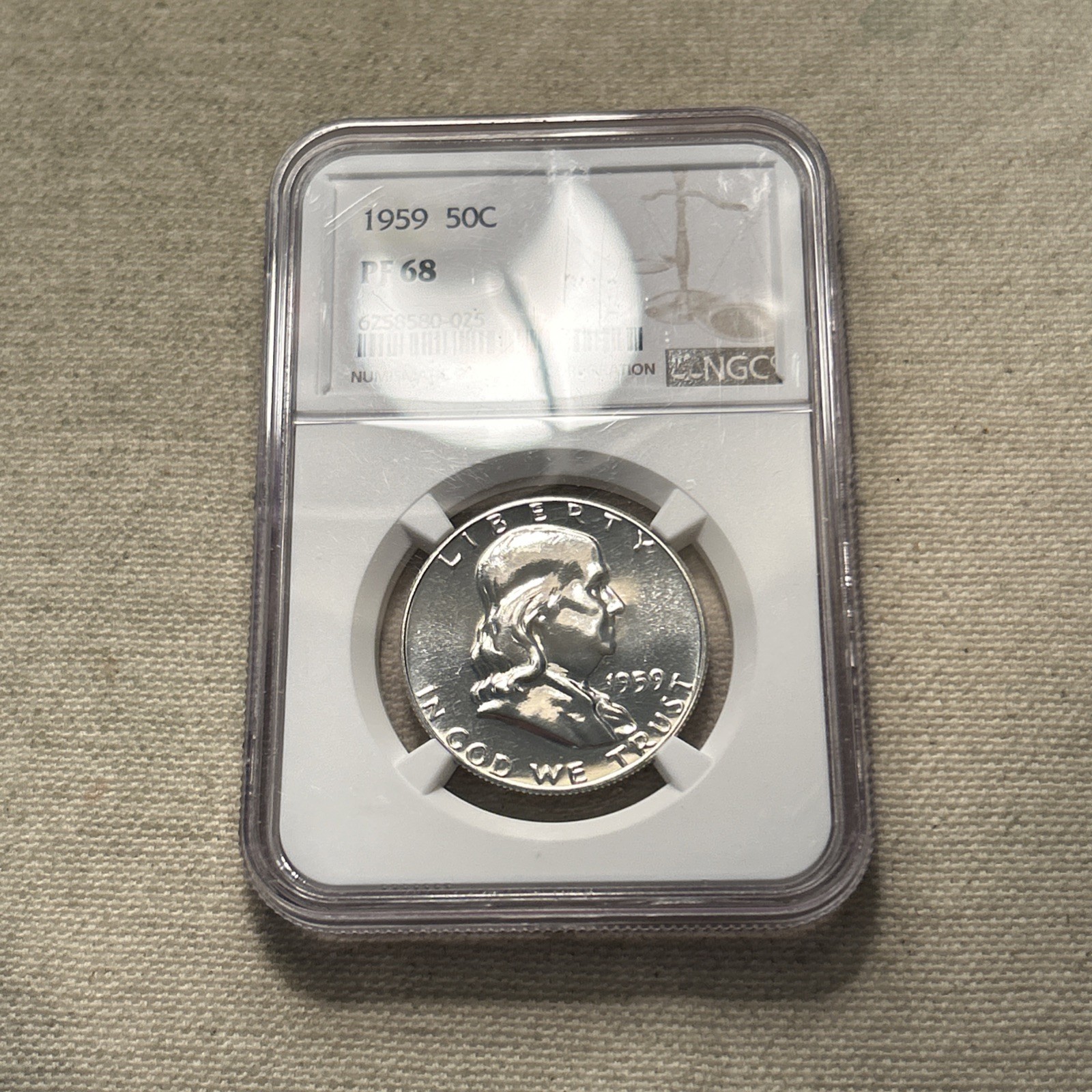 1959 50C Proof Silver Franklin Half Dollar NGC Graded PF 68 JY A025