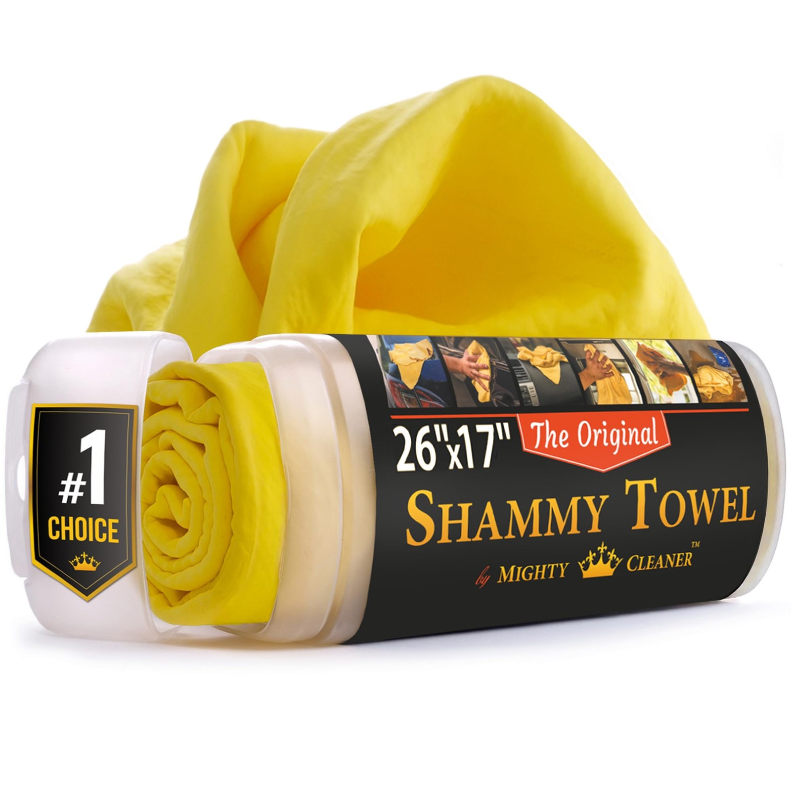 Premium Shammy Cloth for Car Drying - 26”x17” - Super Absorbent Large, Yellow