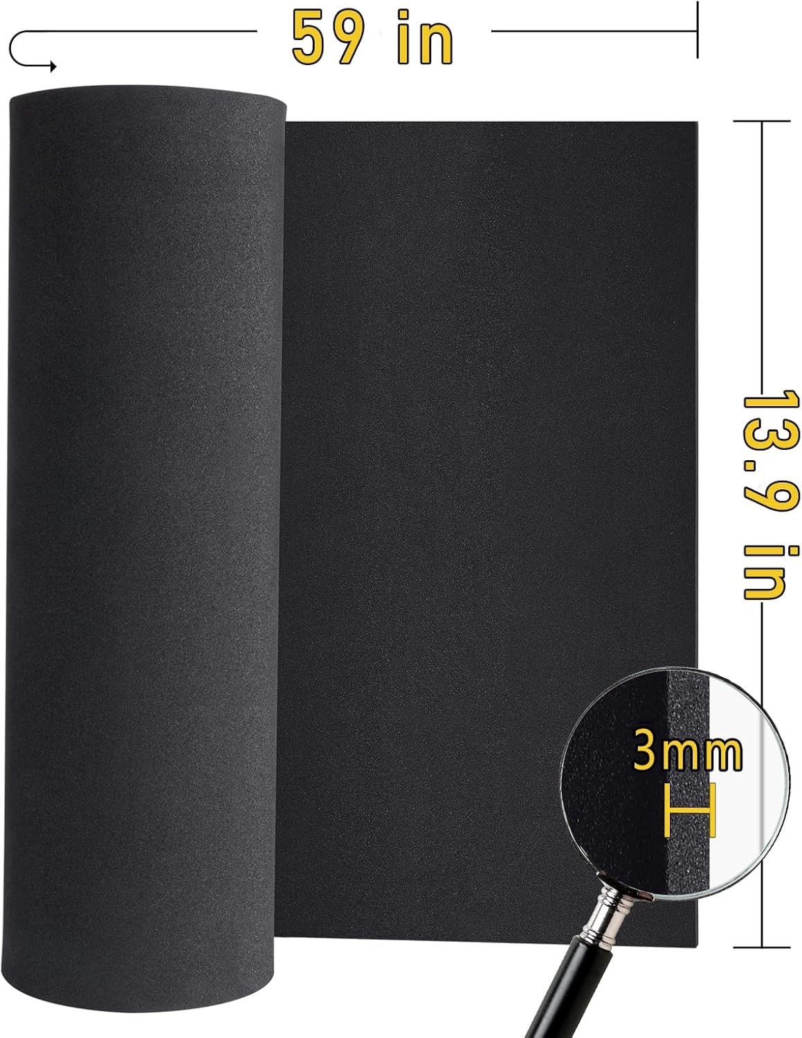 Versatile Black EVA Foam Sheet, 3mm, 59x13.9in for Creative Crafting Solutions
