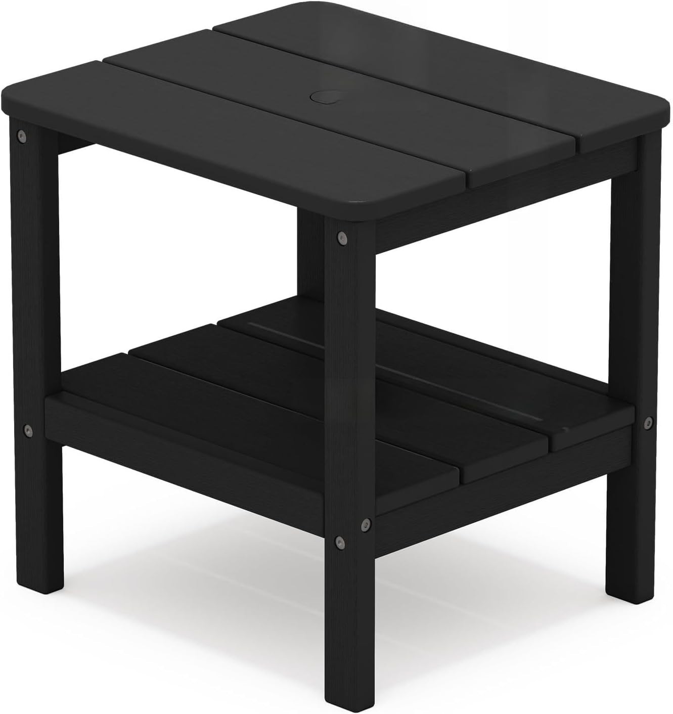 Double Layer Adirondack Side Table with Umbrella Hole, HIPS Outdoor Side Table