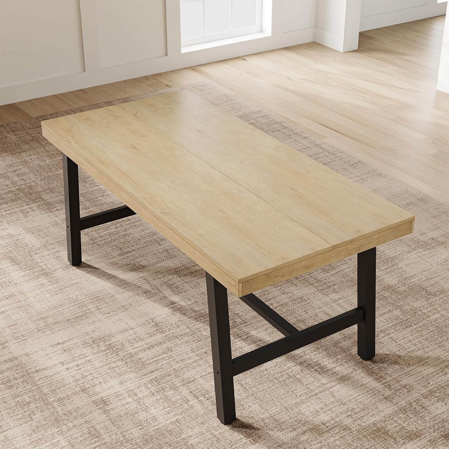 63 in Dining Table 4-6 People Industrial Rustic Wood Rectangular Kitchen Table