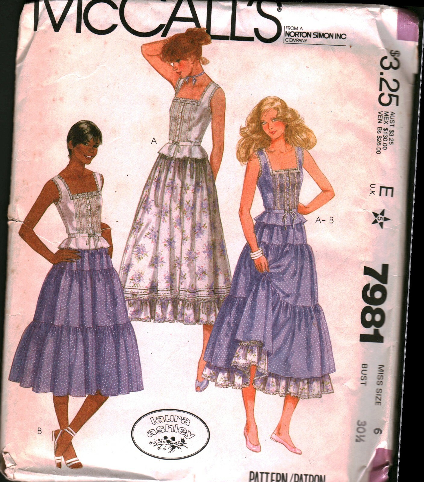 7981 Vintage McCalls SEWING Pattern Misses Top Skirt Laura Ashley Cottagecore 6