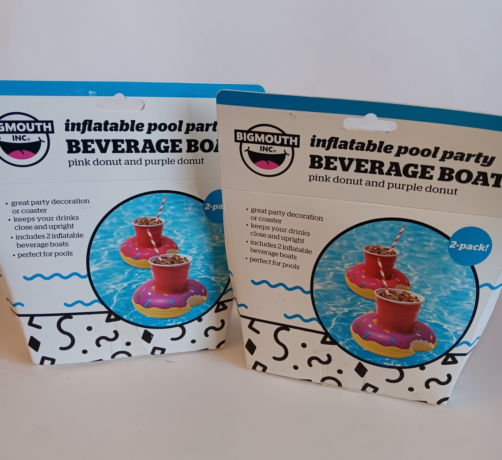 Donut Floating Inflatable Drink Can Holder Swimming Pool, Beach, Lake, 4 Pk NEW