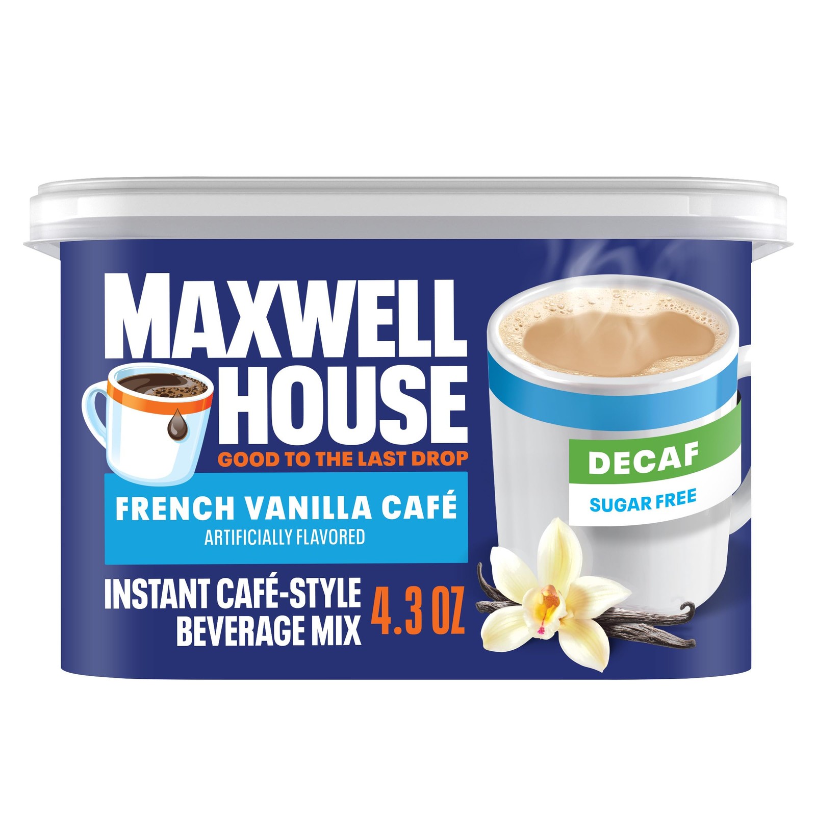 Maxwell House Instant Cafe-Style Beverage Mix, Decaf 4.3 Ounce (Pack of 1)