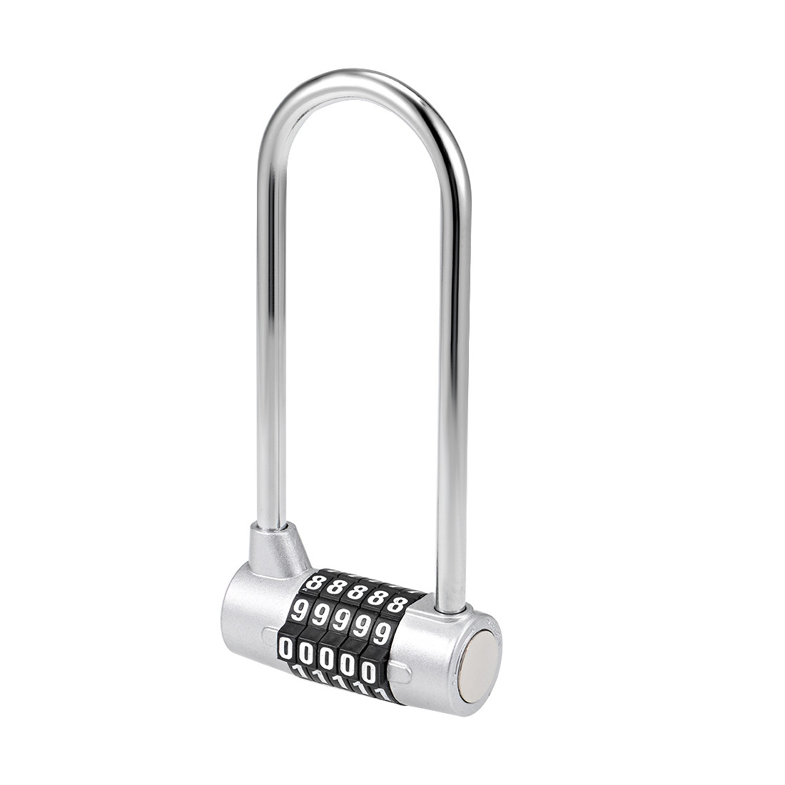 5-Digit Combination Padlock 7mm Steel Shackle Resettable Lock Silver