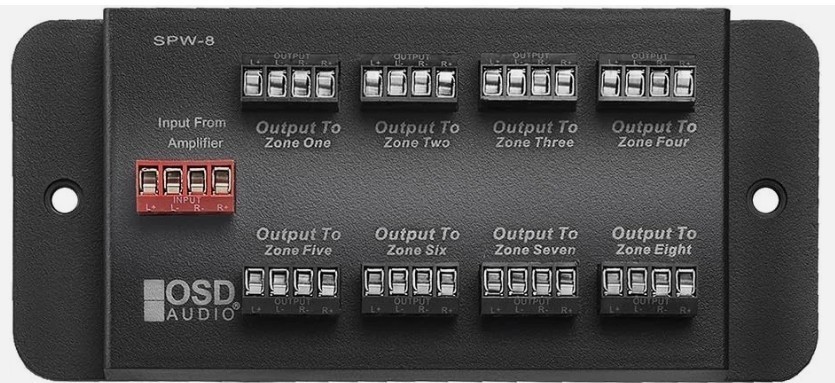 8-Zone Speaker Distribution Panel Whole House Audio Single Audio Input 300W SPW8