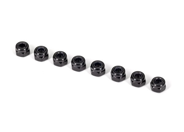 Traxxas 1/8 Sledge Monster Truck * 3mm Nylon Locking Nuts, Black (8) * 2745X