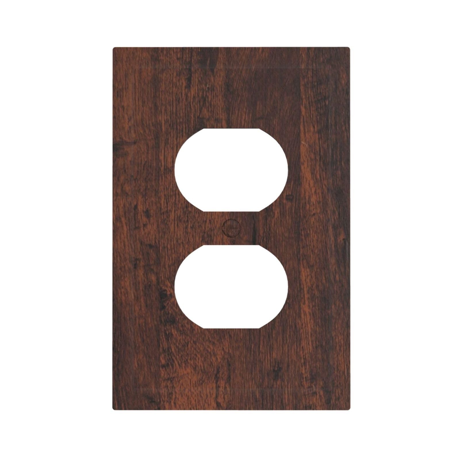 Wmhusu Switch Plate Brown Red Rustic Wood Grain 2 Pack