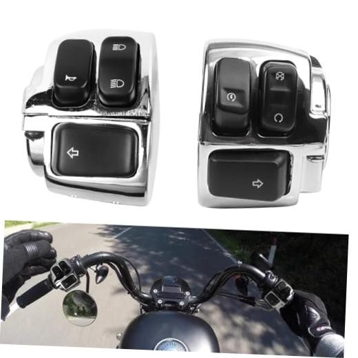 Motorcycle 1" Handlebar Switches Control and Wiring Harness Compatible Silver