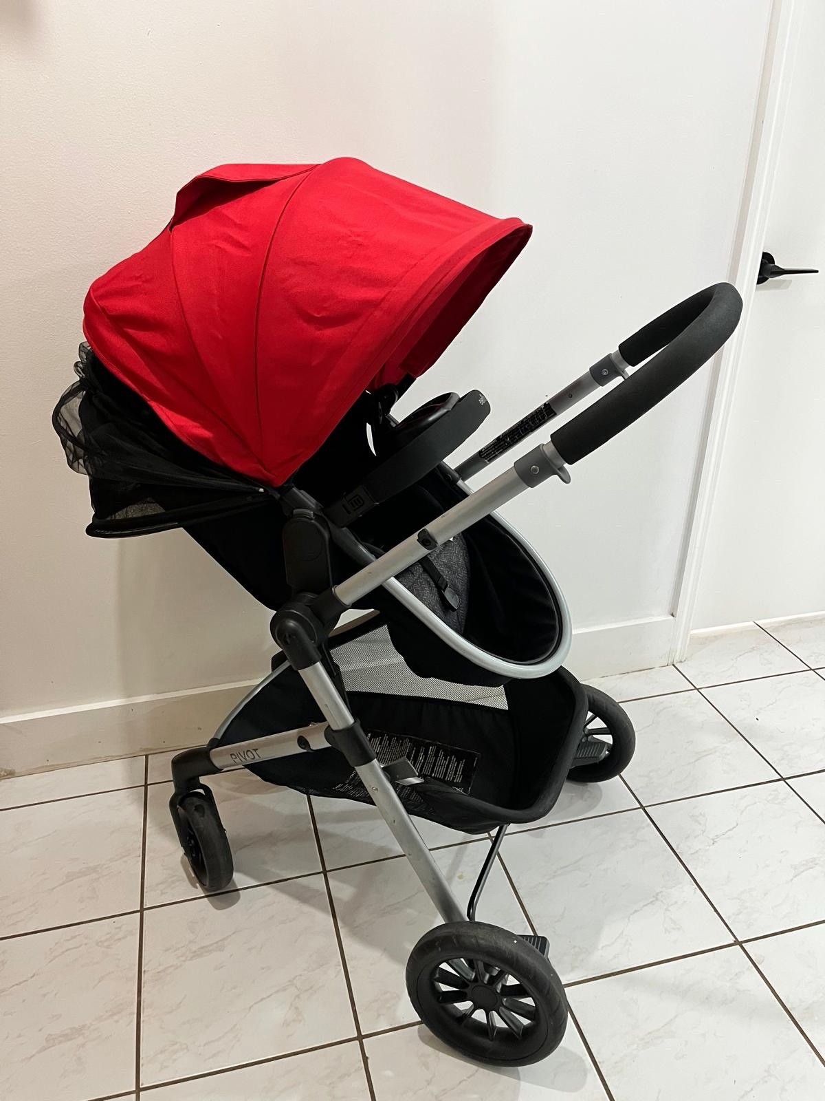 Evenflo Pivot Travel System Stroller Red Black Gray Adjustable Handles
