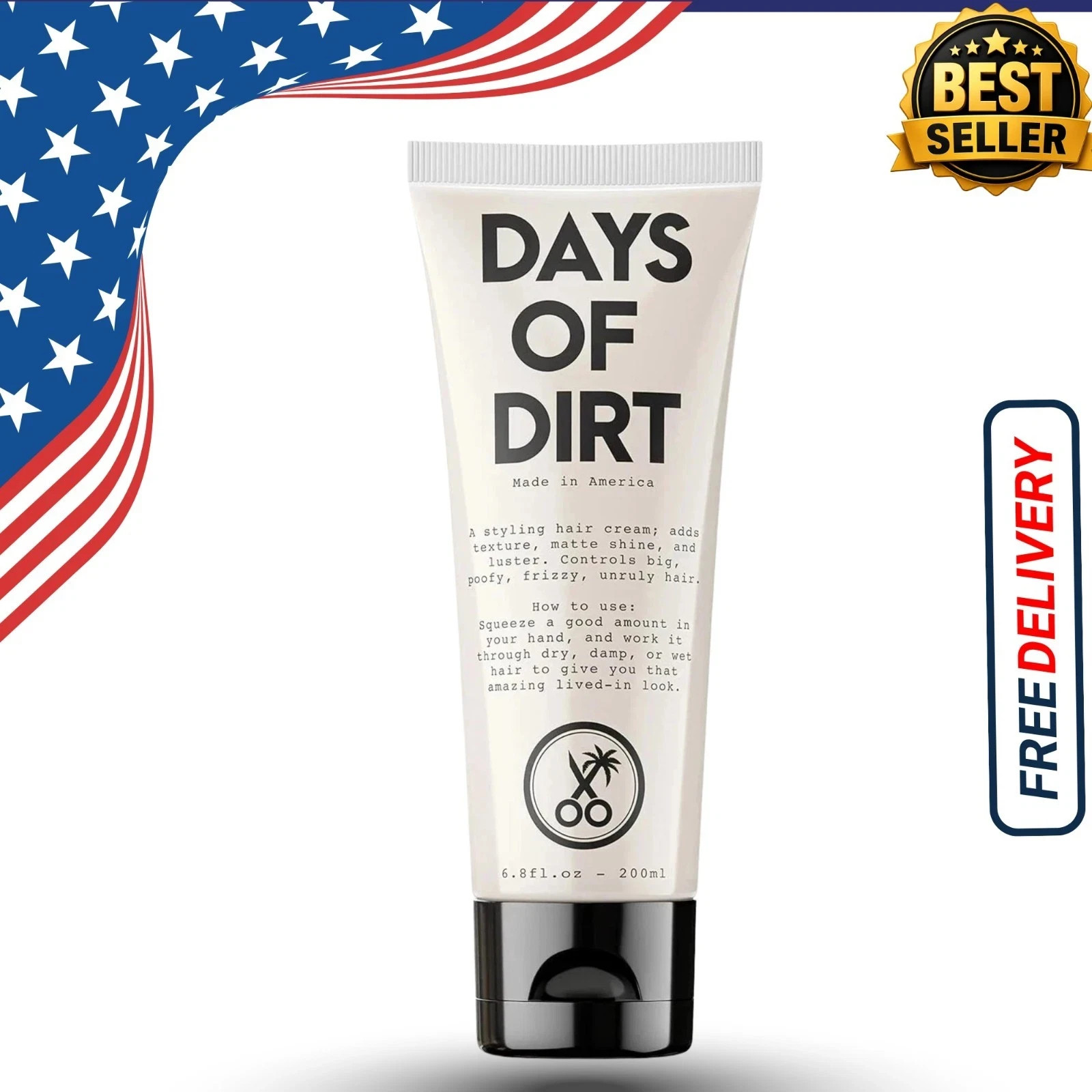 Days of Dirt Hair Styling Cream for Dry, Fluffy, Frizzy, Clean Lived-in Look